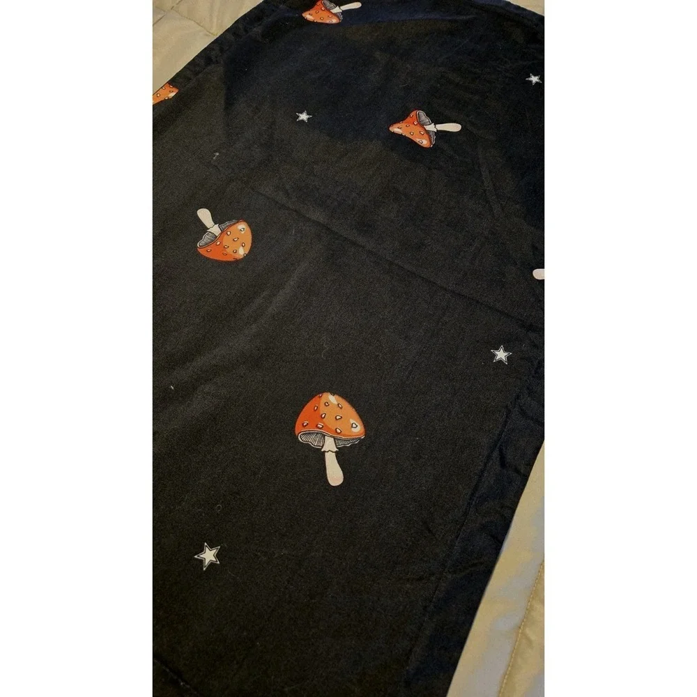 Mushroom Star Pillowcase Black Polyester Cottagecore Fairycore Bedding Cute